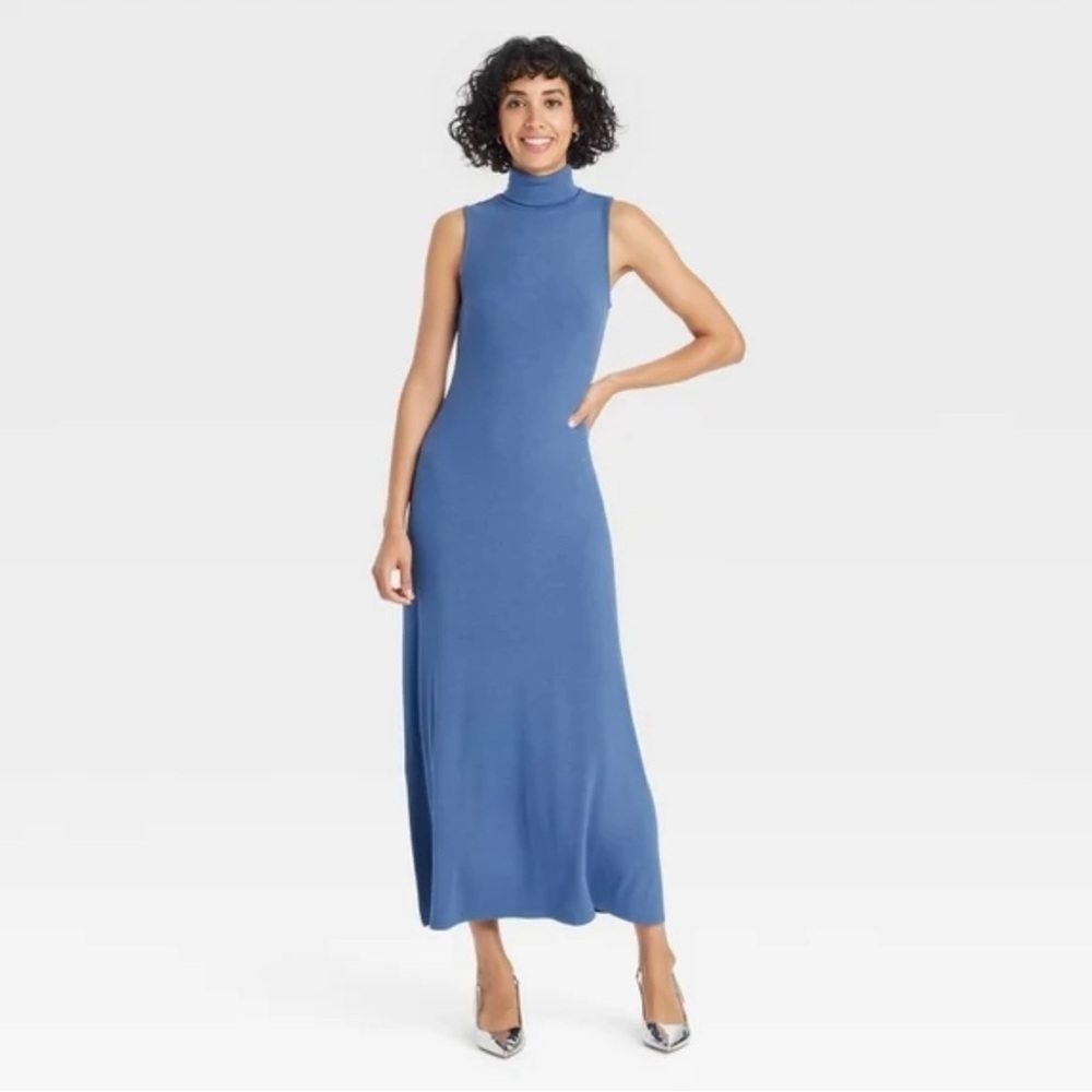 NWT a new day Women's Blue Knit Midi Dress M